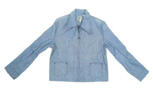 Vintage Lee Denim Jacket Full Zip Made in USA Open Pocket Youth Size 13/14 - Picture 1 of 11