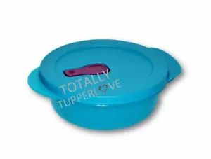 Tupperware CrystalWave Brotdose 2,5 Tassen rund mikrowellengeeignet blau lila - Bild 1 von 2
