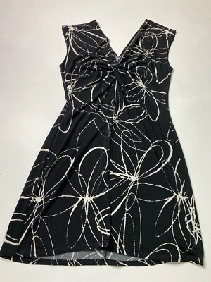 Dress Barn Women’s Size 14 Stretch Floral Black Mini Dress  Cocktail Going Out - Image 1 of 4