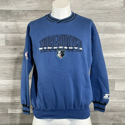 Vtg Starter Timberwolves Pullover Sweater XL Blue Vintage 90’s NBA Cover