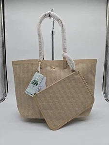 NWT Lacoste Women's Zely Monogram Tote With Zip Pouch Irish Cream - Picture 1 of 10