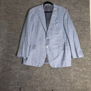 Hickey Freeman Sport Coat Mens 46R Blue Wool Silk Linen Beacon Model USA - Picture 1 of 15