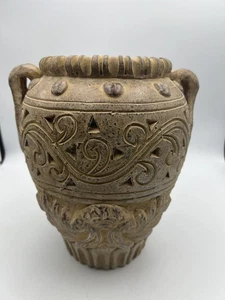 Beautiful Vintage Large Handled Clay Terracotta Vase Vessel Pot Decor - Picture 1 of 6