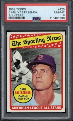 1969 Topps #425 Carl Yastrzemski Red Sox PSA 8 NM-Mint All-Star - Image 1 of 2
