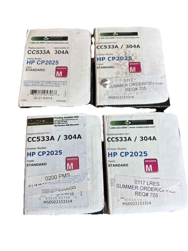 Cartucho de tóner Mse Premium HP CP2025 CC533A 304A rosa magenta lote de 4 Foto 1 de 4