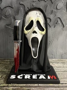 Scream 6 Nancy Loomis Ghostface Mask Rehaul W/ Display Stand & Knife Horror Prop - Picture 1 of 14