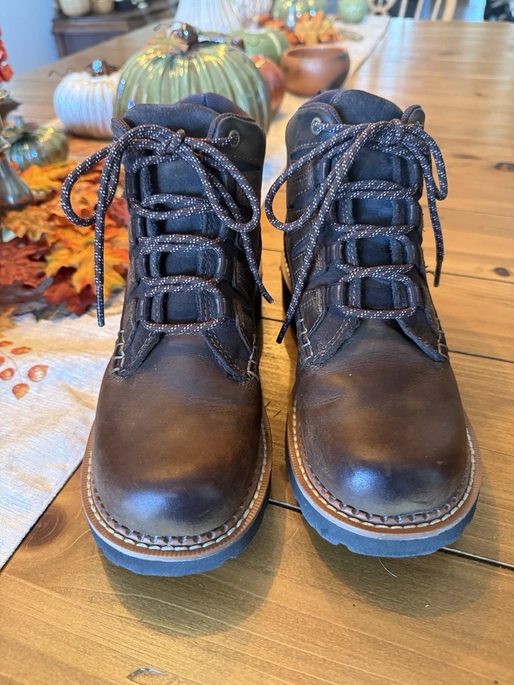 Botas femininas Ariat Canyon II 7,5B couro marrom trabalho caminhada ao ar livre com cadarço - Imagem 1 de 4