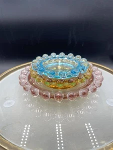 Vintage Nesting Imperial Glass Candlewick Ashtrays Lot of 3 Different Colors MCM - Picture 1 of 2