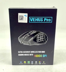 Venus Pro Ultra Accurate Wireless RGB MMO Gaming Mouse With 16000 DPI - Black - Picture 1 of 7