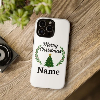 Capa telefone Natal personalizada – nome personalizado capa árvore de Natal presente - Imagem 1 de 4