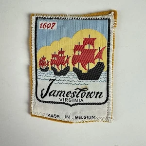 Vintage Jamestown Settlement Virginia 1607 Segelschiffe VA Souvenir gewebter Aufnäher - Bild 1 von 2