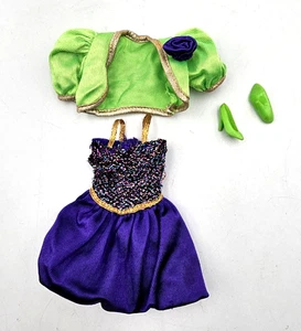 VTG 2 Piece Barbie City Lights Fashions Purple Green Dress/Matching Jacket #864 - Picture 1 of 3