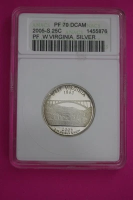 2005 S PR 70 West Virginia Silver State Quarter ANACS Certified Authentic 1192 - Image 1 of 3