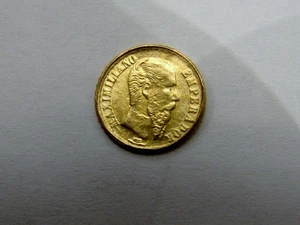 1865-Dated 22k Gold Mini Coin Mexican Wedding Token - Maximiliano I - 0.6g - Picture 1 of 4