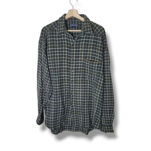 Vintage Structure Thick Tweed Shirt Mens L Plaid Y2K Casual Winter Layer - Picture 1 of 7