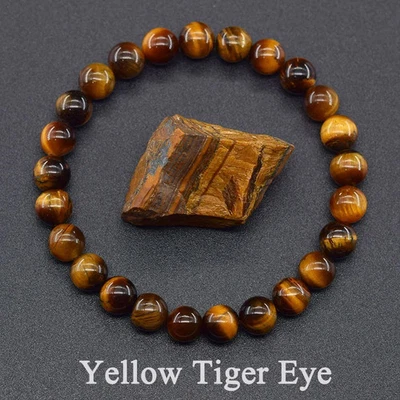 Bracelets En Œil De Tigre Naturel Pour Hommes Et Femmes, Breloque 5A, Bijoux En  - Immagine 1 di 4