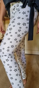 White Leggings With Black Stars SELECT - Picture 1 of 9