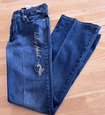 Vintage Y2K 2000's Baby Phat Juniors SZ 7 Embroidered Cat Logo Stretch Read - Image 1 of 4