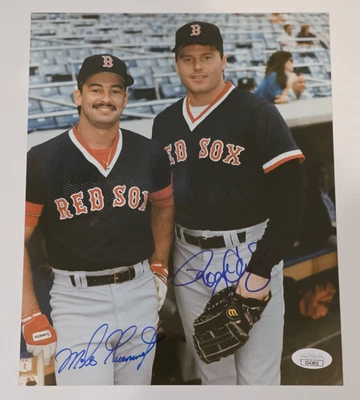 ROGER CLEMENS & MIKE GREENWELL Signed 8x10-BOSTON RED SOX-JSA - Image 1 of 4