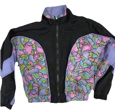 Chaqueta cortavientos vintage para mujer con estampado Reebok años 80 90 púrpura mediana Foto 1 de 4
