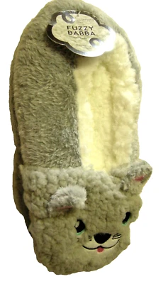 Zapatillas, Damas Gris Gato Peluche Por Fuzzy Badda, Talla Única (Talla de Zapato 7-9.5), Nuevas Foto 1 de 2