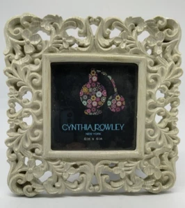 Cynthia Rowley Ornate Resin Picture Frame, Antique White 7x7 Frame (4x4photo) - Picture 1 of 3