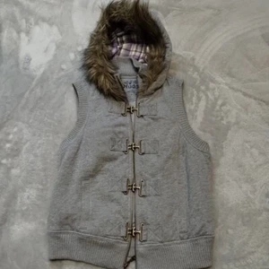Mudd Girls Vest Size Large Fur Hood Metal Snaps - Picture 1 of 8