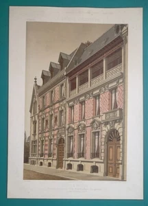 ARCHITECTURE 2 Color Prints 1878 - Paris Brick Houses Rue Faisanderie no. 48,50 - Picture 1 of 5