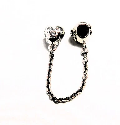 Auténtico Dije Pandora, Cadena de Seguridad Corazón de Mickey Disney #791704CZ Foto 1 de 2