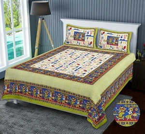 King size bed sheet with pillow in Rajasthani print - Picture 1 of 4