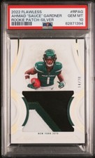 2022 Panini Flawless Ahmad Sauce Gardner 14/20 Rookie Patch Silver Jets PSA 10