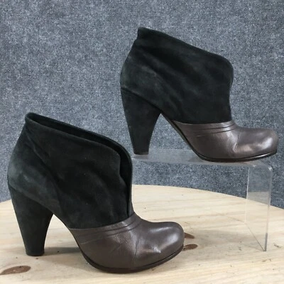 Botas Coclico Femininas 36.5 Botas de Tornozelo Salto Alto Cone Couro Preto Camurça - Imagem 1 de 4