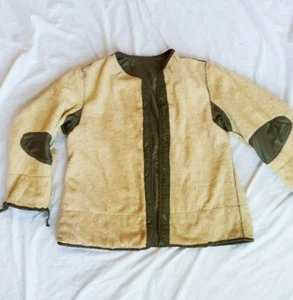 Vintage Military Liner S/M Struktur Grün Mantel Jacke - Bild 1 von 8