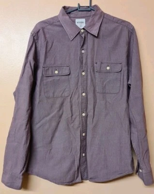 Fossil Shirt Purple Long Sleeve Stripe Cotton 23 P2P Size Large - Image 1 of 4