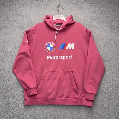Puma BMW Womens Hoodie XL Pink Pullover Fleece Sweatshirt Auto Car Casual FLAWS - Image 1 of 4