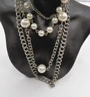 Silver 3 To 4 Strand With White Beads Necklace #Jewelry #Fashion #Necklace