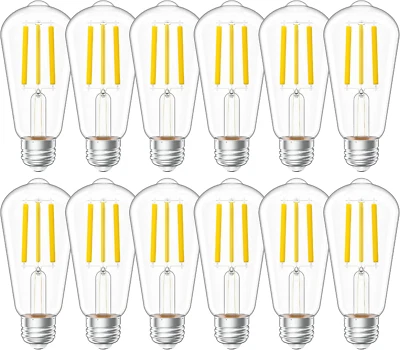 Sunco 12 Pack Vintage LED Edison Bulbs, 75W Equivalent 8.5W, 1000 LM Dimmable ST - Image 1 of 4