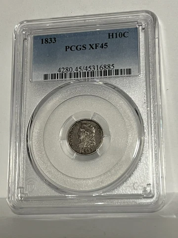 1833 LM-7 Capped Bust half dime, PCGS XF45, very nice original Cover