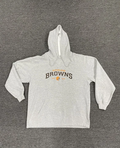 1990's NFL AFC Official "Cleveland Browns" Gray Long Sleeve Hoodie Pullover ~ XL Cover