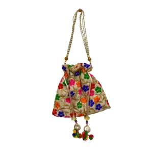 Indian Ethnic Potli Bag Women/Girls Bridal clutch party Bag Indian purse party - Picture 1 of 4