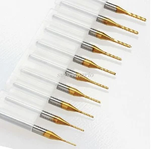 10 brocas de grabado CNC molino de extremo con capa de titanio de carburo de 0,6 mm-1,5 mm - Imagen 1 de 4