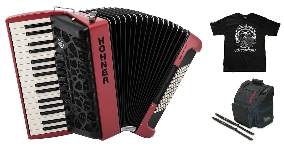 Hohner Bravo MyColor Chromatic 72 Bass Piano Accordion Sunset Red Violet BR72-RV