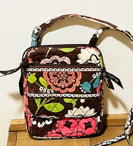 Vera Bradley LOLA Crossbody Hipster Bag Floral Brown 8" x 6" Quilted - Picture 1 of 9