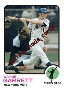 Custom made Topps-style 1973 New York Mets Wayne Garrett baseball card