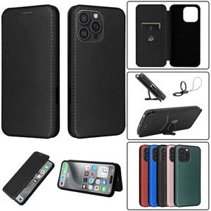 For Samsung Galaxy A17 A16 A15 A14 A13 A12 Carbon Fiber Leather Wallet Flip Case - Picture 1 of 55