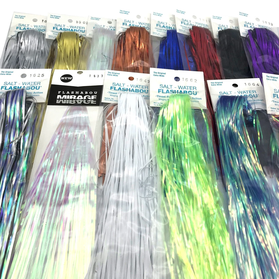 SALTWATER FLASHABOU - Fly Tying Flash Material Musky Bucktail - 14 Colors NEW! - Image 1 of 1