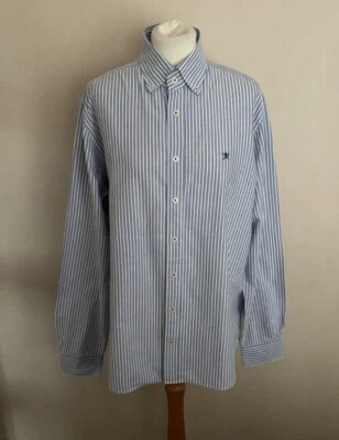 Hackett Blue White Stripe Button Down Classic Fit Washed Oxford Shirt Size L VGC - Image 1 of 4