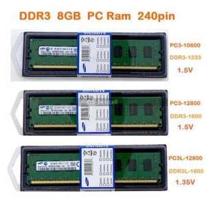 Samsung 8 GB PC Ram DDR3/DDR3L 1333MHz 1600MHz 2Rx8 Memory 240pin for Desktop - Picture 1 of 12