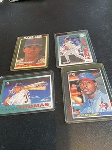 4 Baseball Cards Of Frank Thomas, Dave Stewart, Ron Darling An Don Mattingly