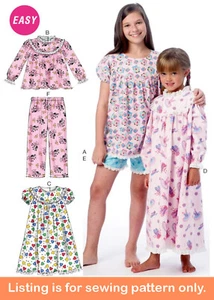 SEWING PATTERN - Sew Girls Sleepwear Long Short Pajamas Pjs Nightgown Tween 6831 - Picture 1 of 3